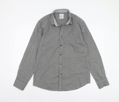 Luis Maldino Men's Black Check Slim Fit Shirt XL