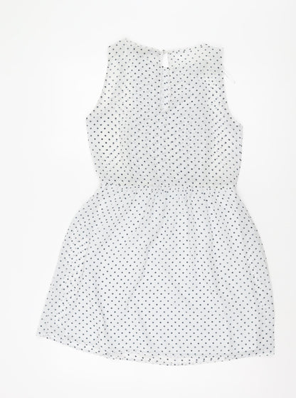 Zara Women's White Polka Dot Sleeveless Dress