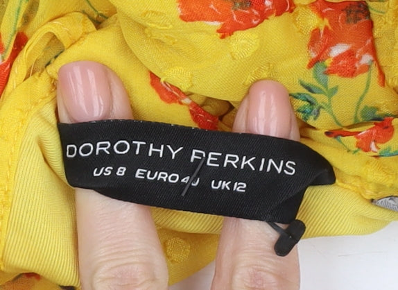 Womens UK Size 12 Dorothy Perkins Yellow Tunic Blouse