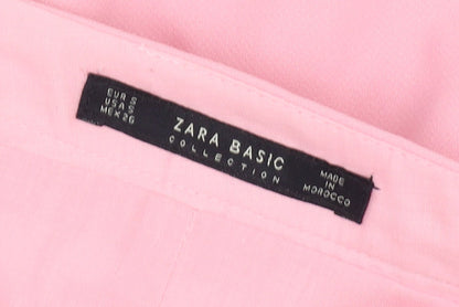 Zara Women Pink Straight Pencil Skirt, S, Zip Accents