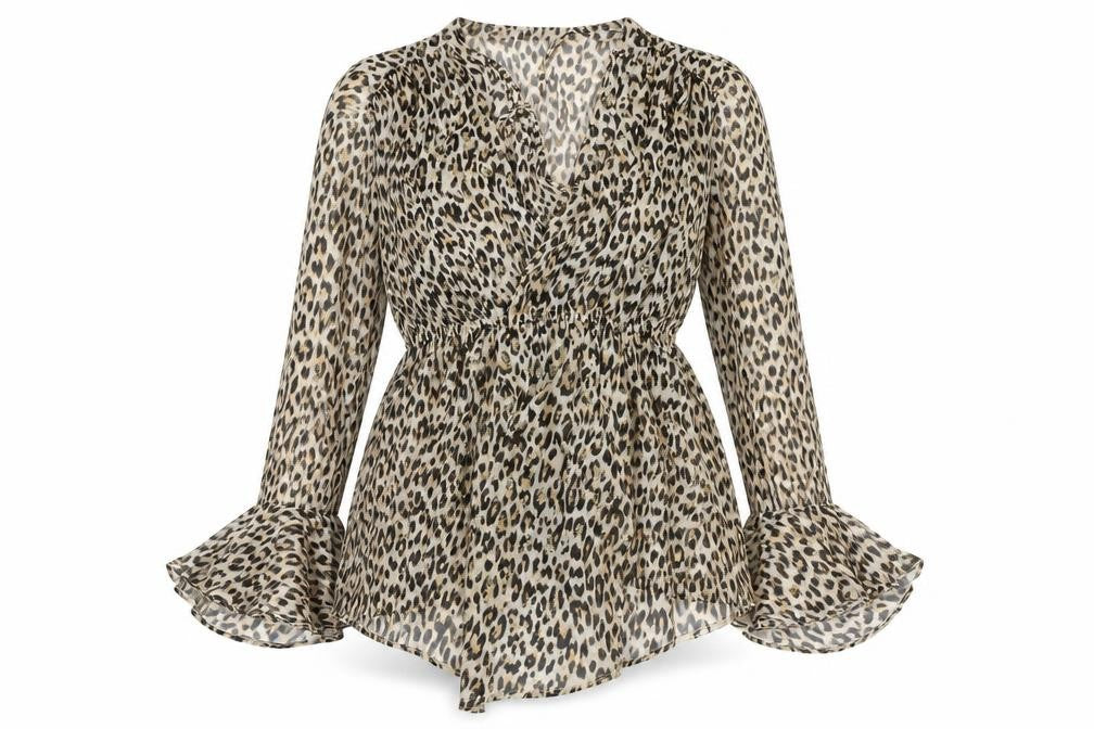 Womens UK Size 12 River Island Beige Wrap Blouse