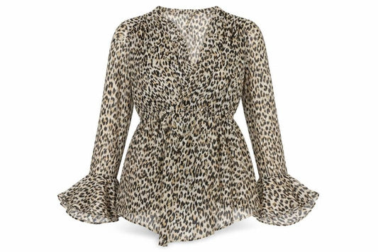 Womens UK Size 12 River Island Beige Wrap Blouse
