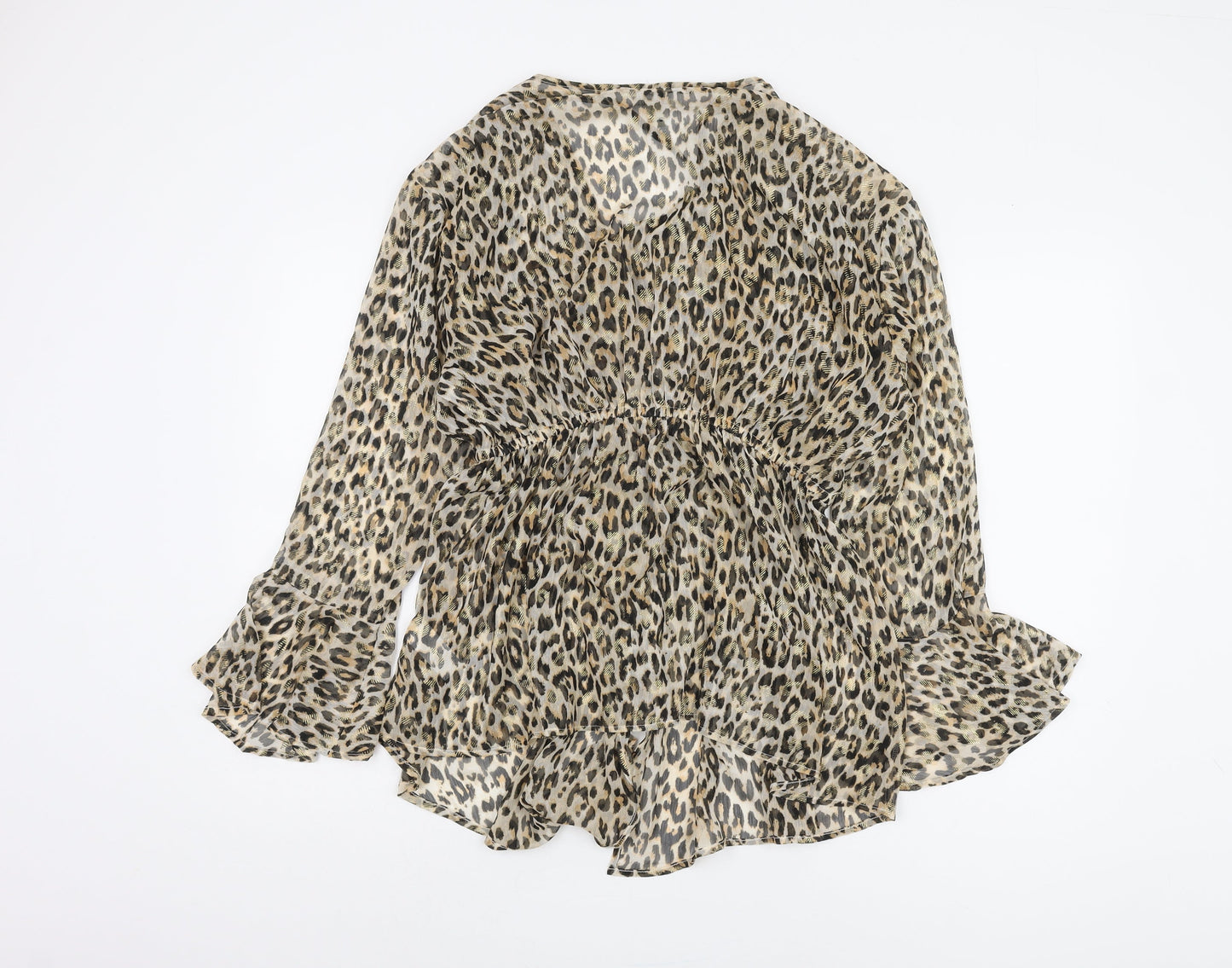 Womens UK Size 12 River Island Beige Wrap Blouse