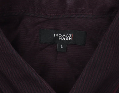Thomas Nash Men's Purple Striped Long Sleeve Shirt L
