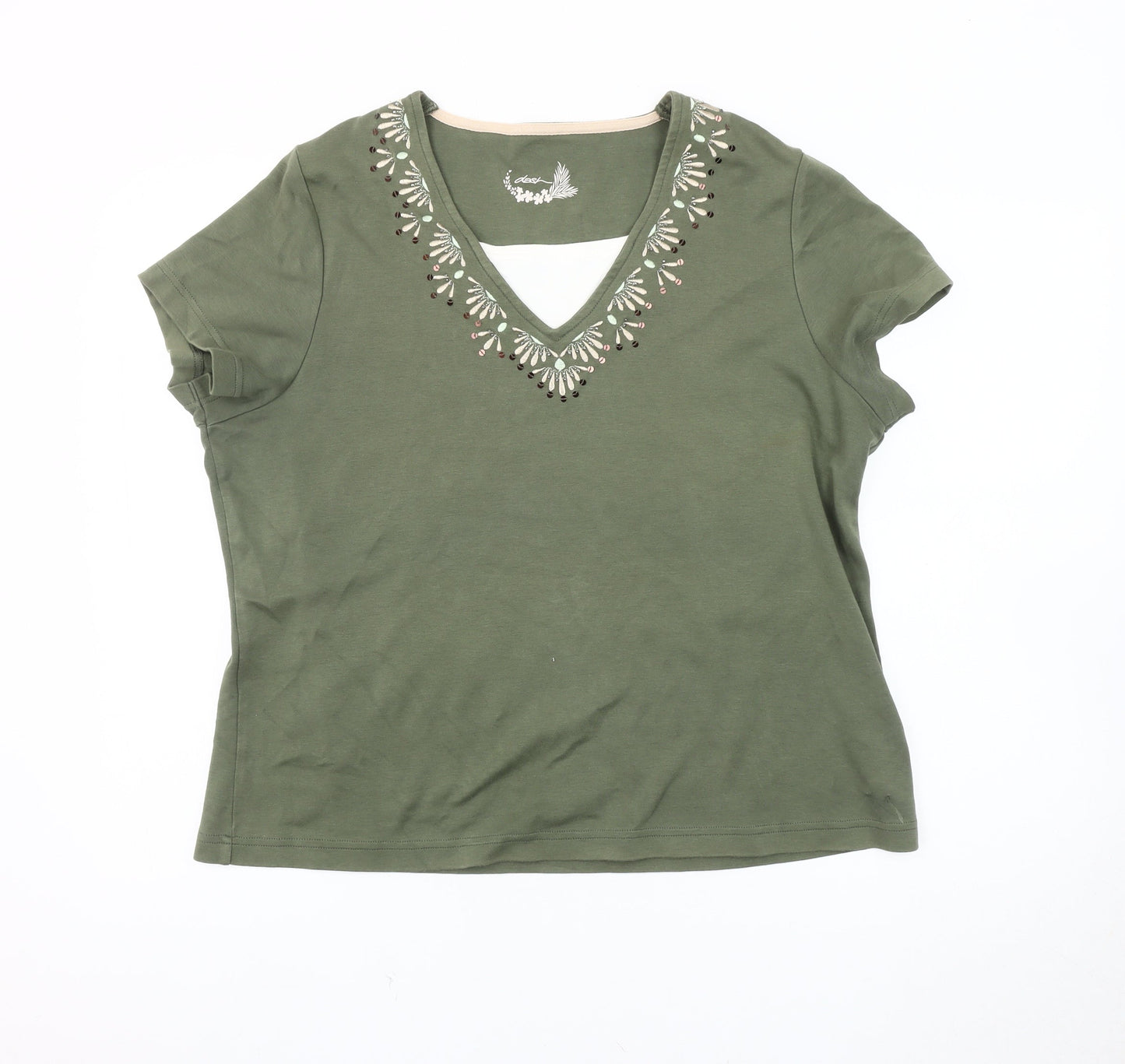 Womens UK Size 20 DASH Green Basic T-Shirt