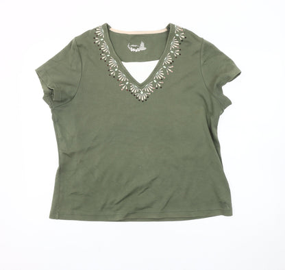 Womens UK Size 20 DASH Green Basic T-Shirt