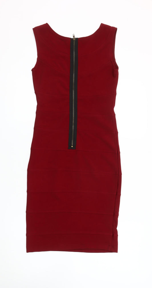 Boohoo Women's Red Bodycon Dress Size 6 Party Cocktail