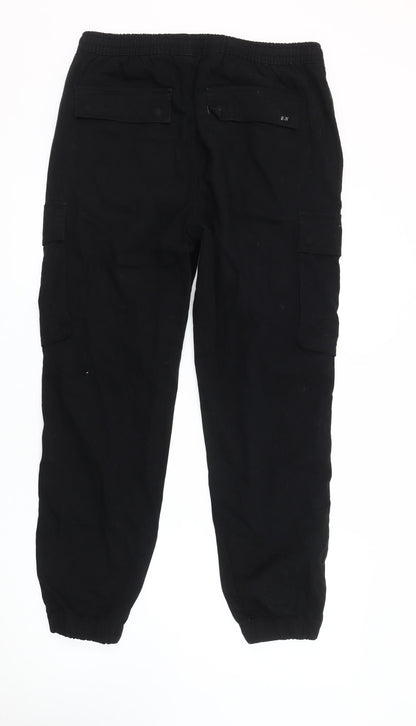 PAZ Italia Men's Black Slim Cargo Trousers, Size 48