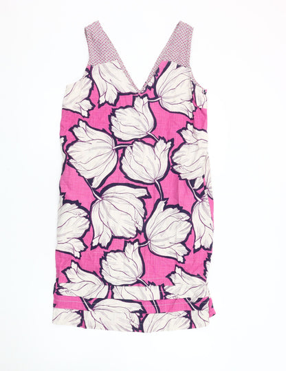 Next Women’s Pink Floral Linen Shift Dress Size 10