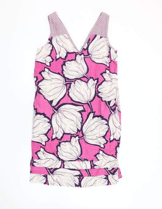 Next Women’s Pink Floral Linen Shift Dress Size 10