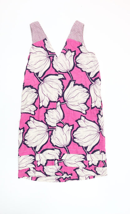 Next Women’s Pink Floral Linen Shift Dress Size 10