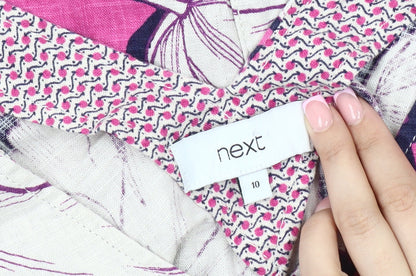 Next Women’s Pink Floral Linen Shift Dress Size 10