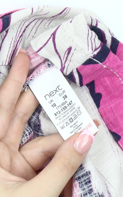 Next Women’s Pink Floral Linen Shift Dress Size 10