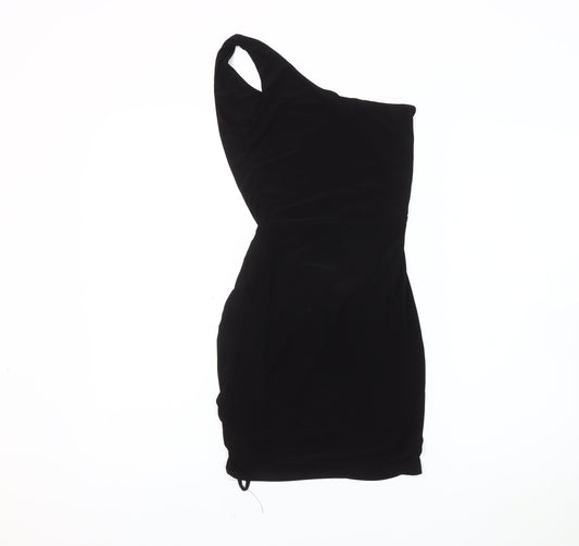 I Saw It First Women Black Knee Length One Shoulder Dress