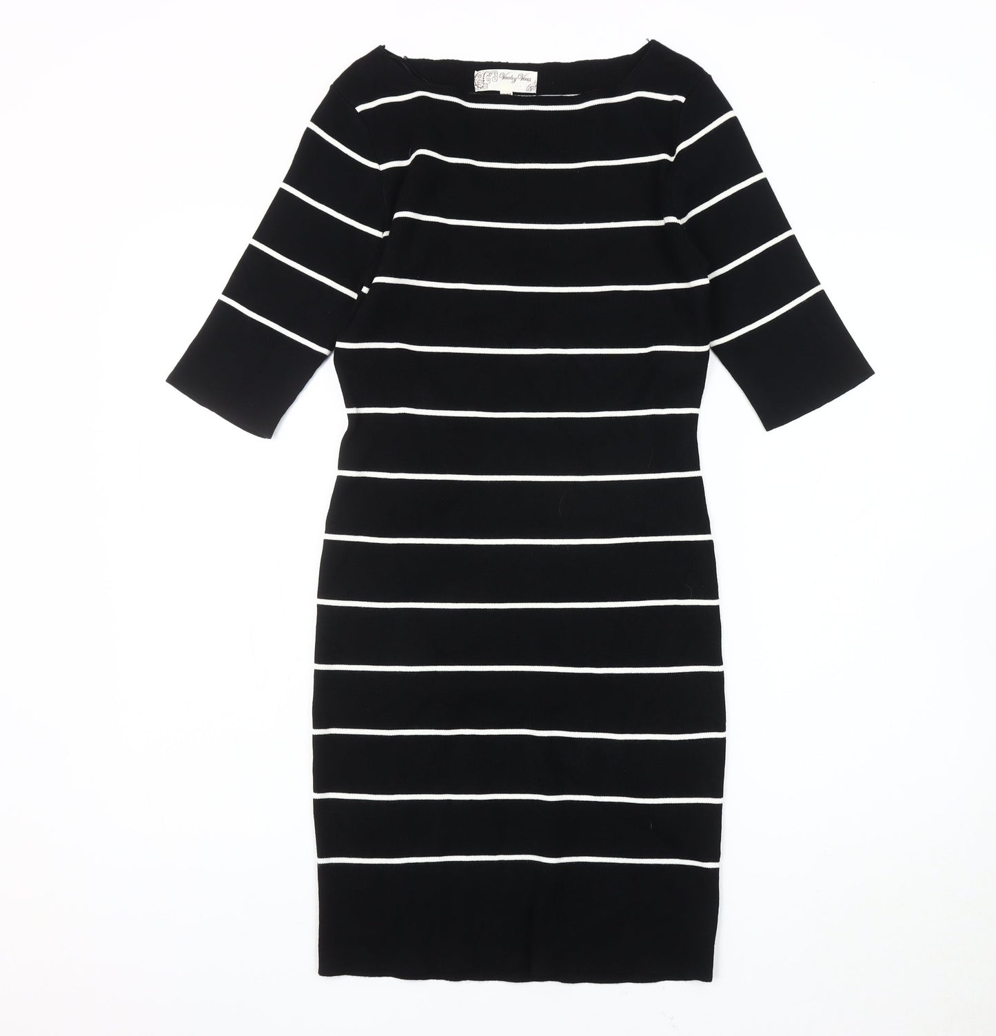 Voulez Vous Women's Black Striped Sheath Dress S