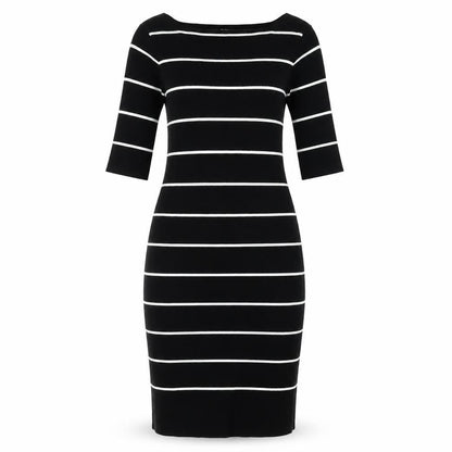 Voulez Vous Women's Black Striped Sheath Dress S