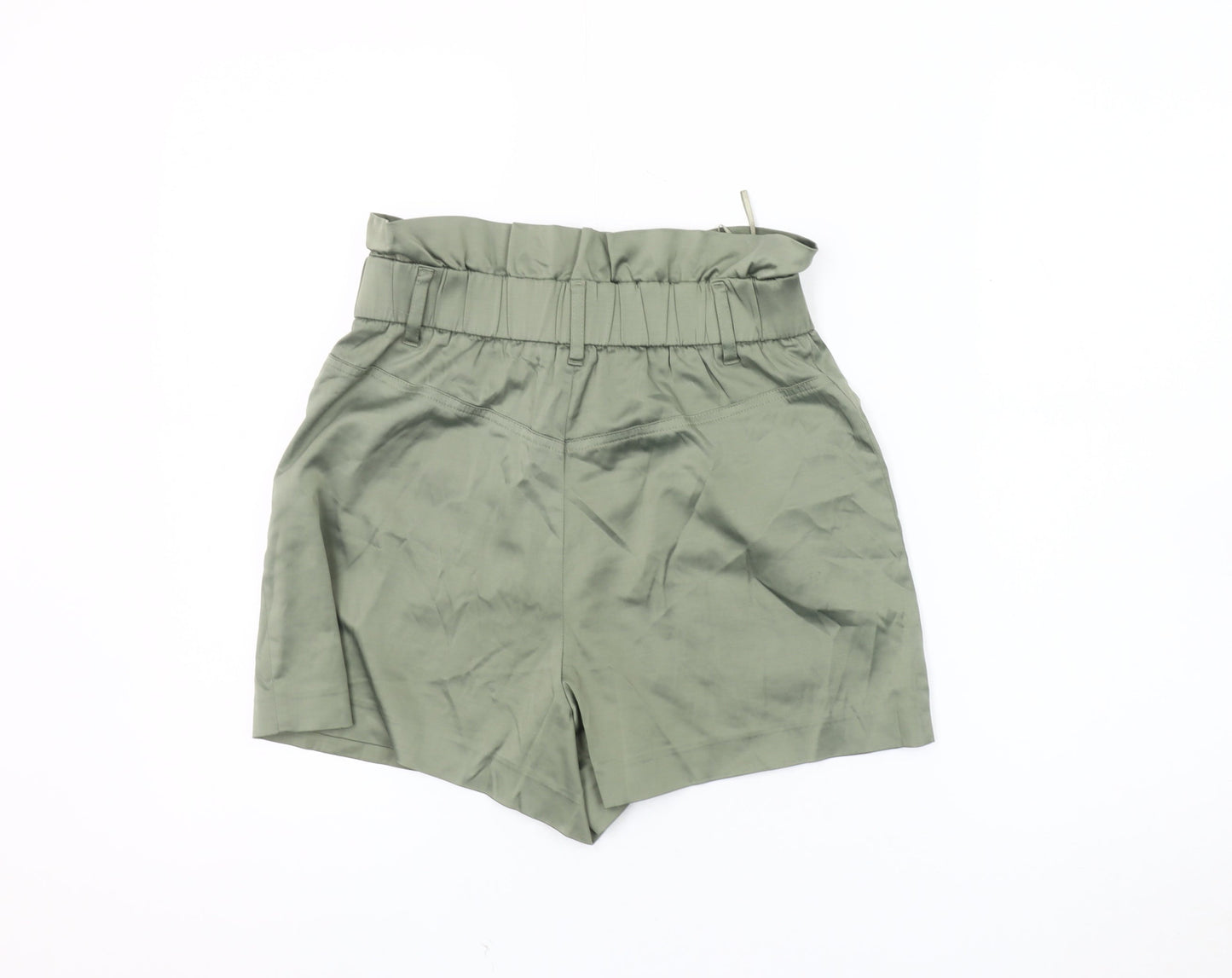 ZARA Women's Green Paperbag Shorts XS - Casual Style