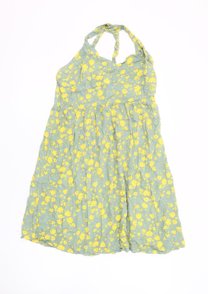 Next Women's Green Floral Halter Dress, Size 6