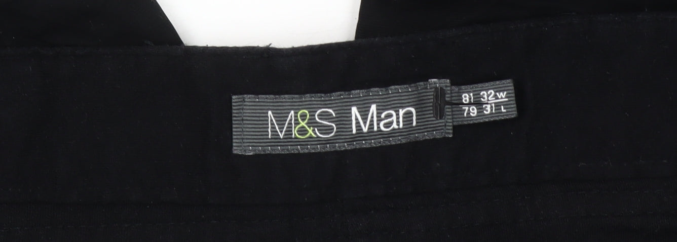 Marks and Spencer Men Black Cargo Trousers - M