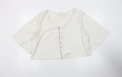 H&M Women's White V-Neck Cardigan XL