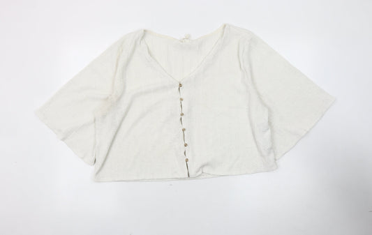H&M Women's White V-Neck Cardigan XL