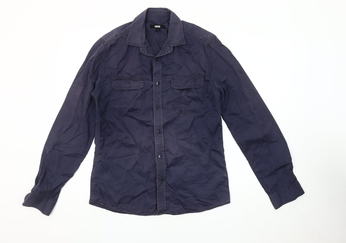 ASOS Men's Blue Button-Up Shirt Long Sleeve Size S