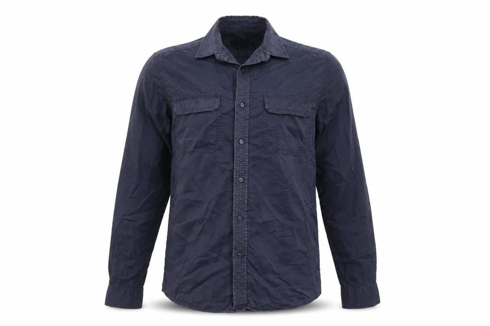 Front view of ASOS Men's Blue Button-Up Shirt Long Sleeve, size S