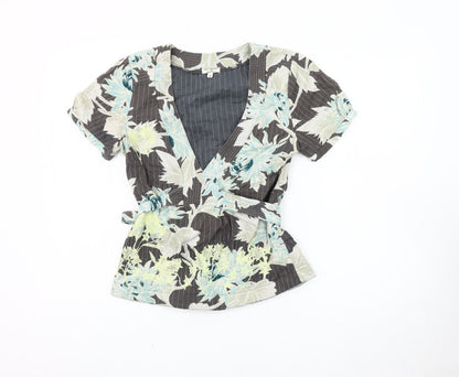 Womens UK Size XS Noa Noa Multicoloured Wrap Blouse