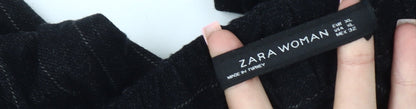Zara Woman Black Striped Trousers XL, Pleated, Elegant