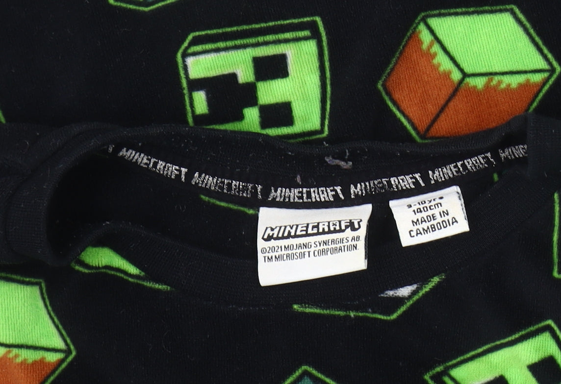 Primark Boys Black Minecraft Pyjama Top 9-10 Years