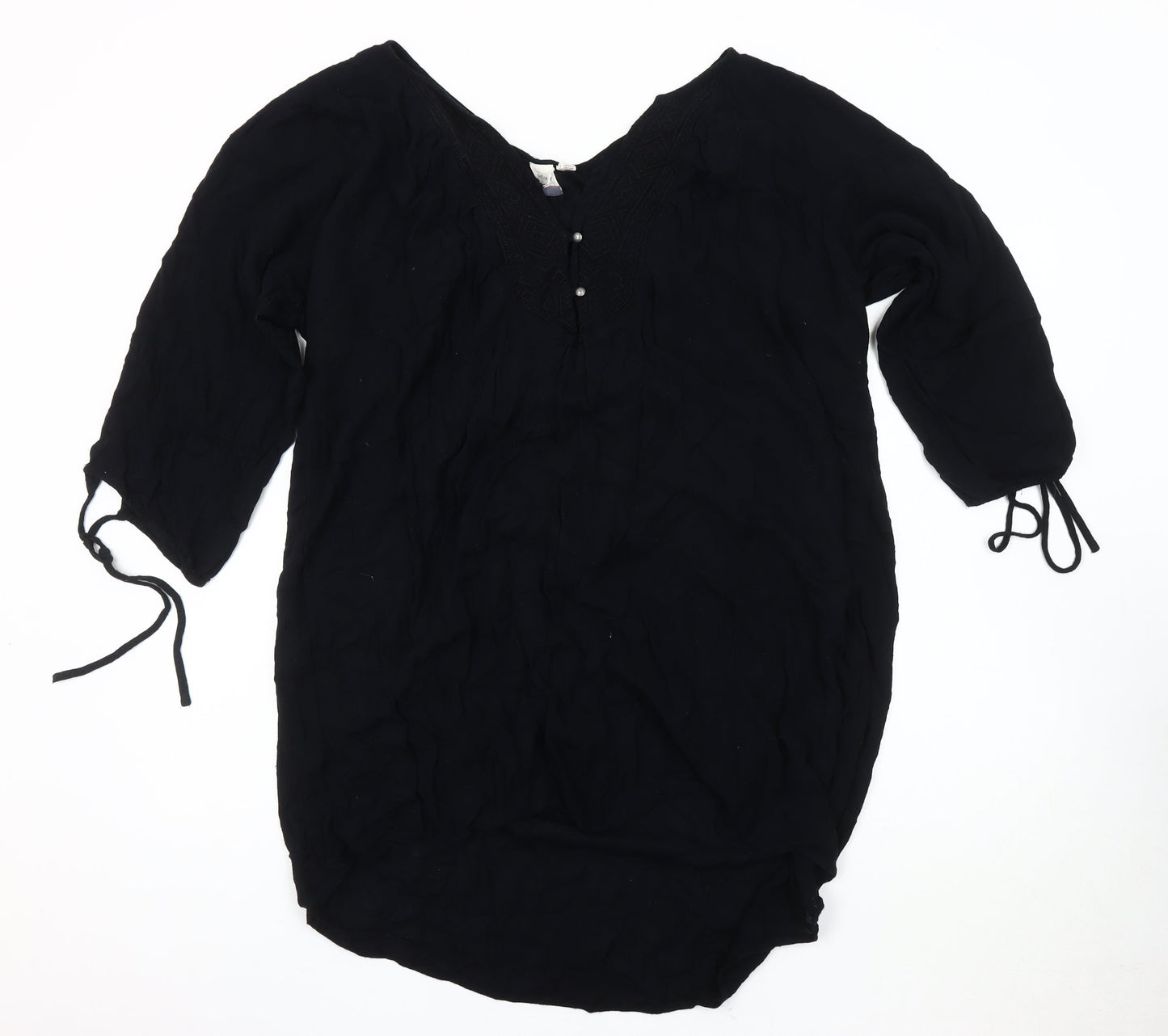 Womens UK Size M ROXY Black Tunic Blouse