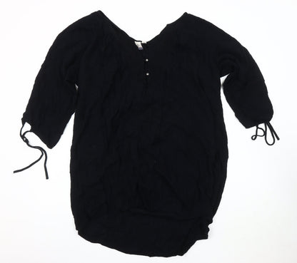 Womens UK Size M ROXY Black Tunic Blouse
