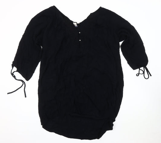 Womens UK Size M ROXY Black Tunic Blouse