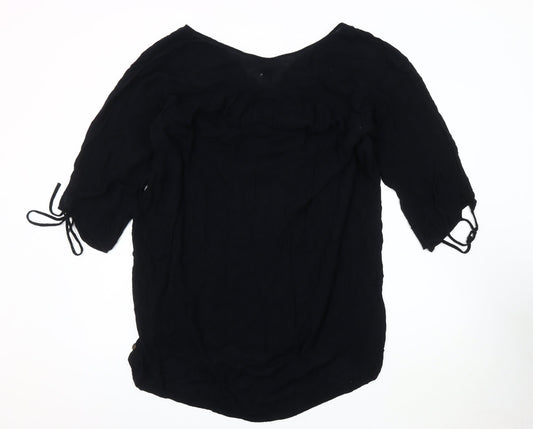 Womens UK Size M ROXY Black Tunic Blouse