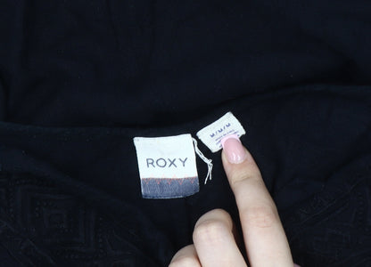 Womens UK Size M ROXY Black Tunic Blouse