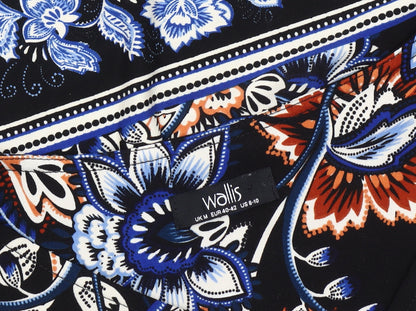 Wallis Women's Black Floral Cold Shoulder Blouse Size 12