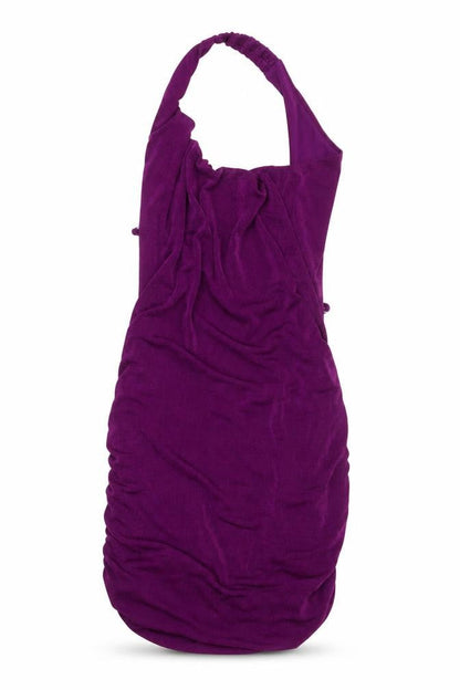 Bershka Women's Purple Halter Ruched Dress M