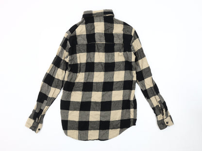 H&M Men XS Black Beige Check Cotton Shirt