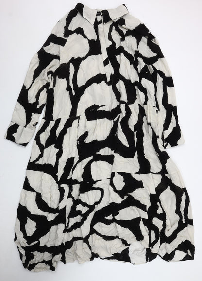 H&M Women's XL Black and White Collared Dress