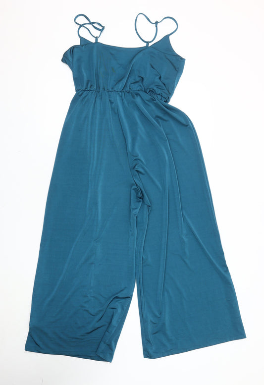 New Look Women's Blue V-Neck Jumpsuit Size 10