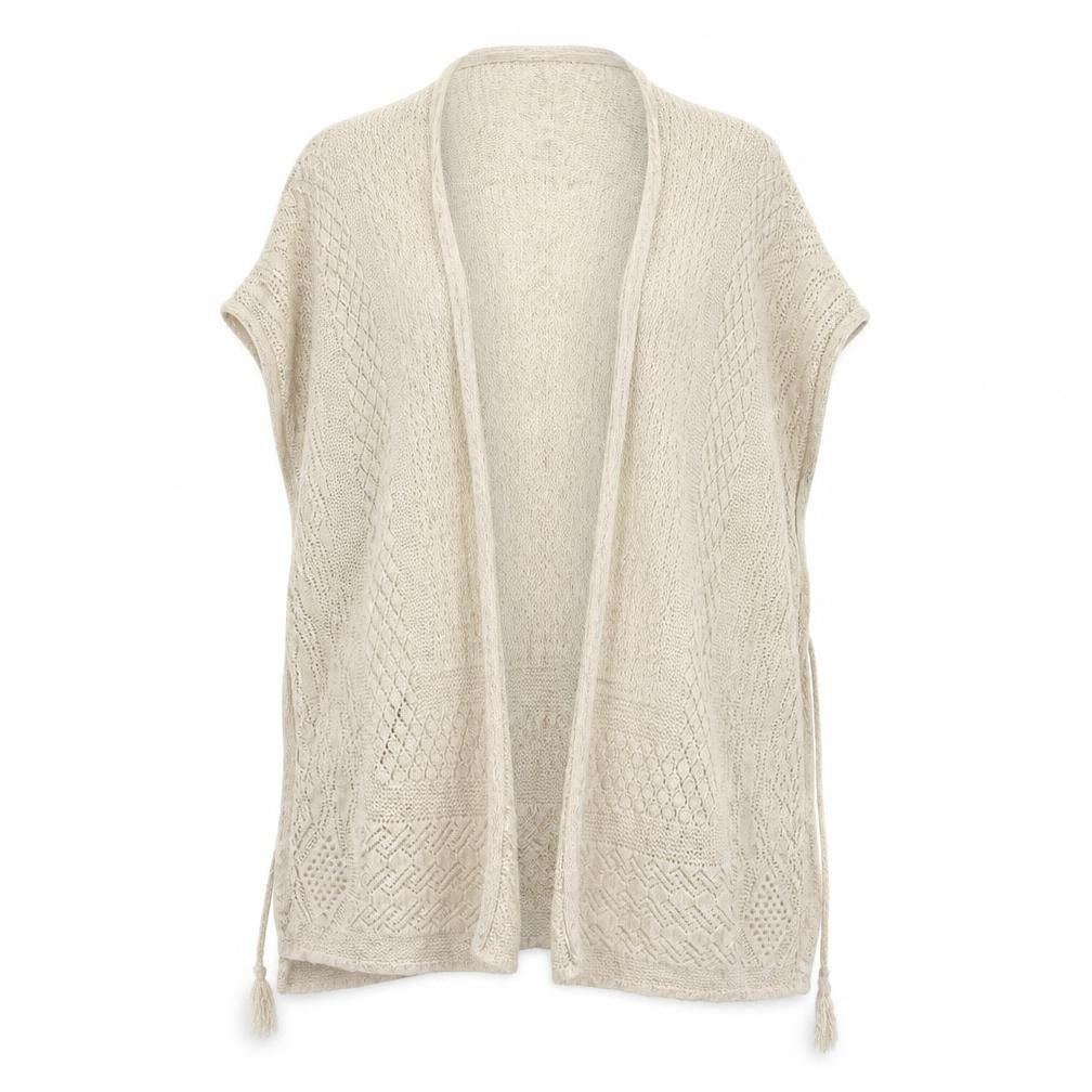 FatFace Women's Beige Cape Jumper M Open-Knit Cotton