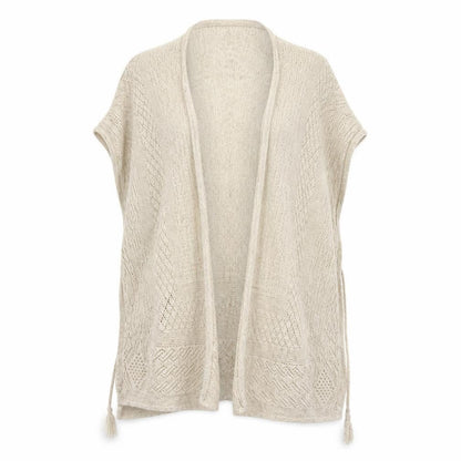 FatFace Women's Beige Cape Jumper M Open-Knit Cotton
