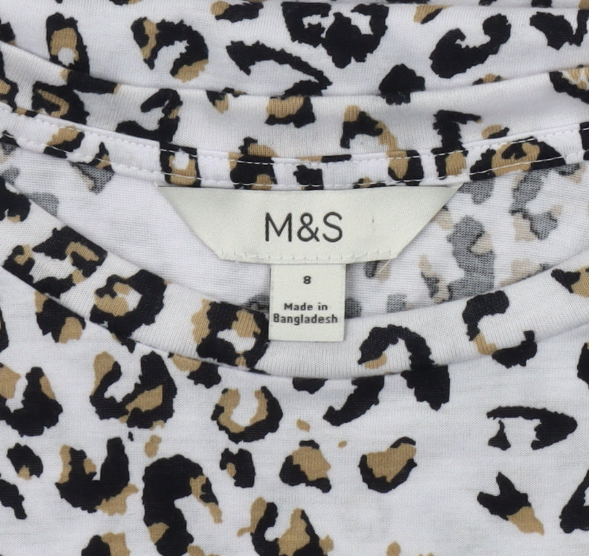 Womens UK Size 8 Marks and Spencer Multicoloured Basic T-Shirt