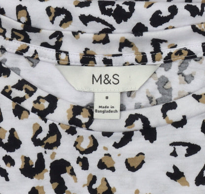 Womens UK Size 8 Marks and Spencer Multicoloured Basic T-Shirt