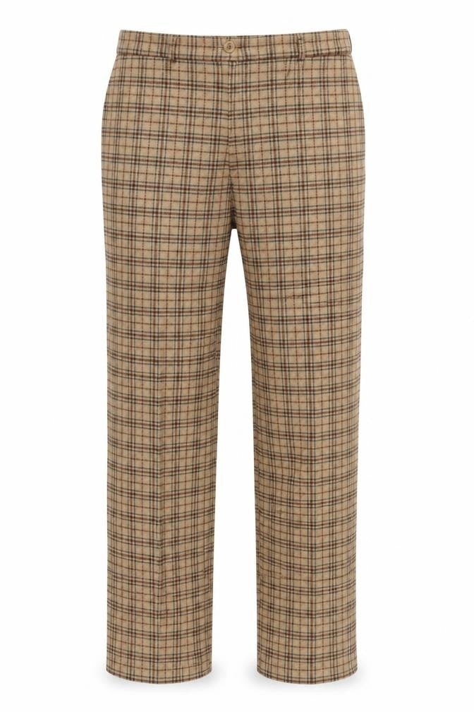 Casablanca Womens Beige Check Trousers Size 18 New