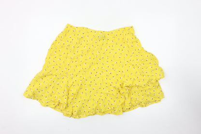 Marks and Spencer Women's Yellow Floral Skirt Size 14