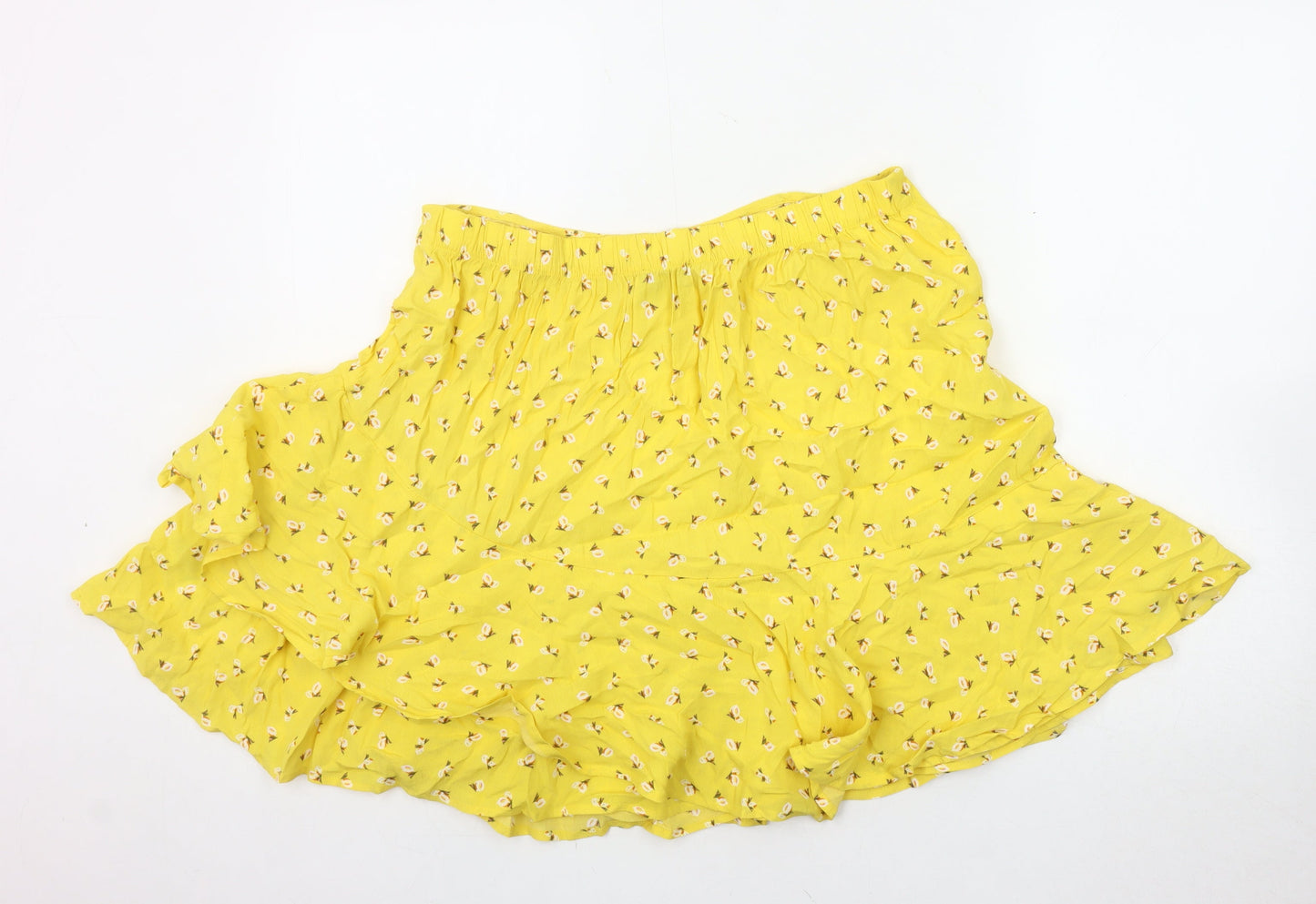 Marks and Spencer Women's Yellow Floral Skirt Size 14