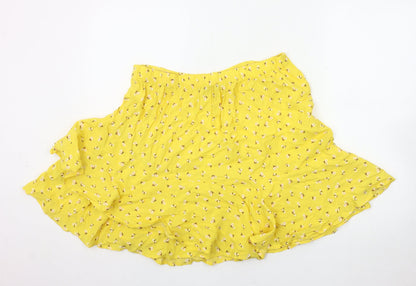 Marks and Spencer Women's Yellow Floral Skirt Size 14