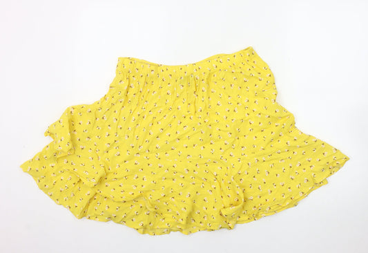 Marks and Spencer Women's Yellow Floral Skirt Size 14