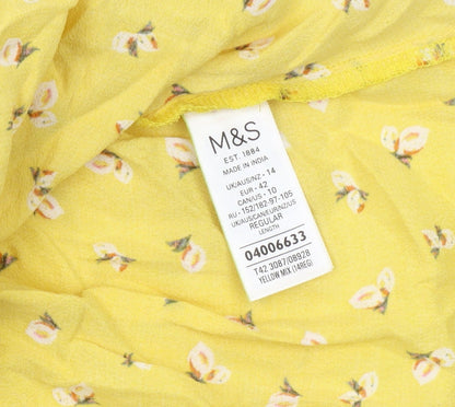 Marks and Spencer Women's Yellow Floral Skirt Size 14